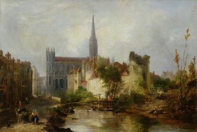 Uitzicht op de Kerk van St. Peter, Caen, 1841 door William Fowler